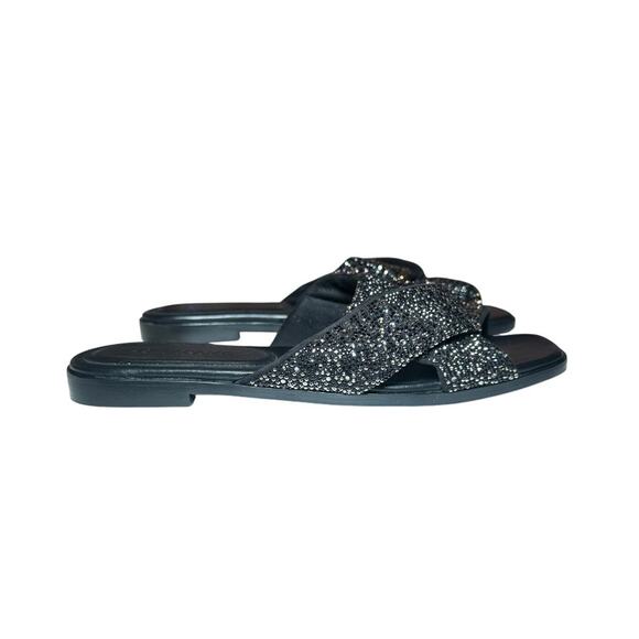 Salvatore Ferragamo Alrai Black Crystal Embellished Knot Mules Slides Sandals - Picture 2 of 7